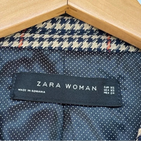 zara check gingham blazer jacket button size XS - Picture 5 of 16